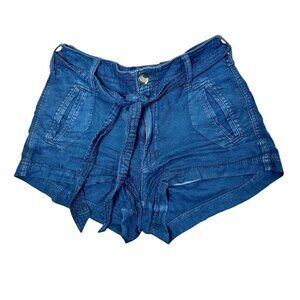 AMERICAN EAGLE Black Linen Shorts with Tie Belt Size 2